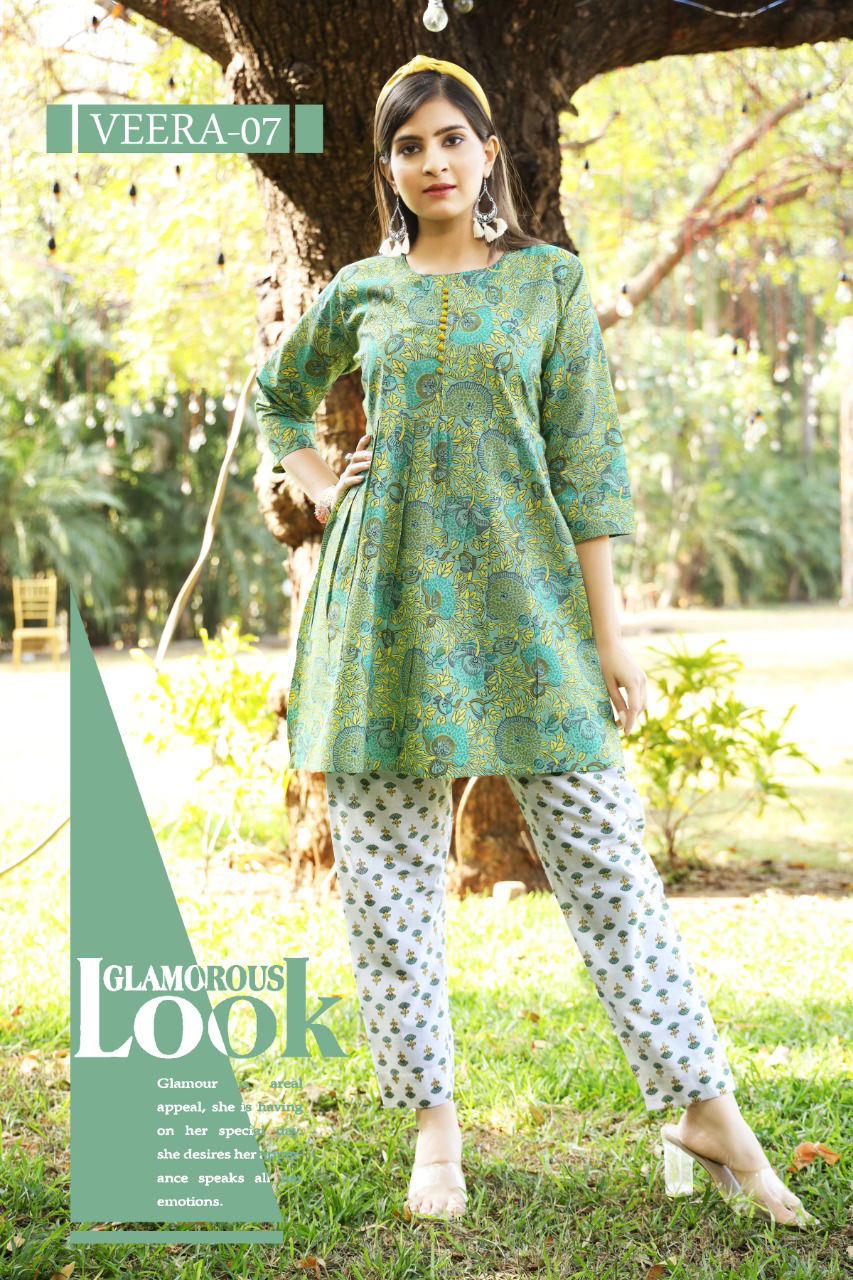 Veera Classic Ethnic Wear Designer Cotton Printed Latest Kurti Collection